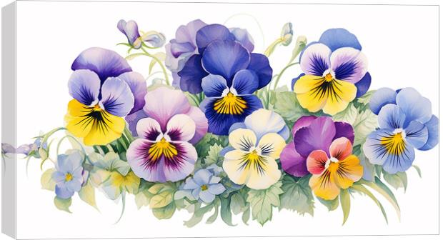 Watercolour Pansies Canvas Print by Steve Smith