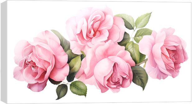 Watercolour Pink Roses Canvas Print by Steve Smith