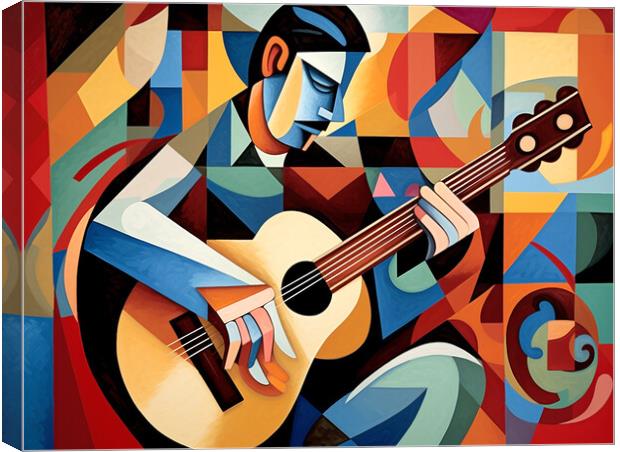 Spanish Guitar Player Cubism Canvas Print by Steve Smith