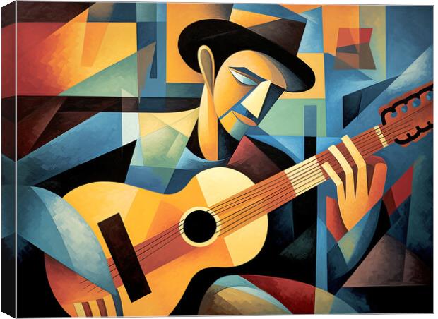 Spanish Guitar Player Cubism Canvas Print by Steve Smith