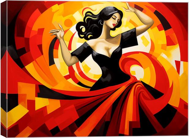 Spanish Flamenco Dancer Cubism Canvas Print by Steve Smith