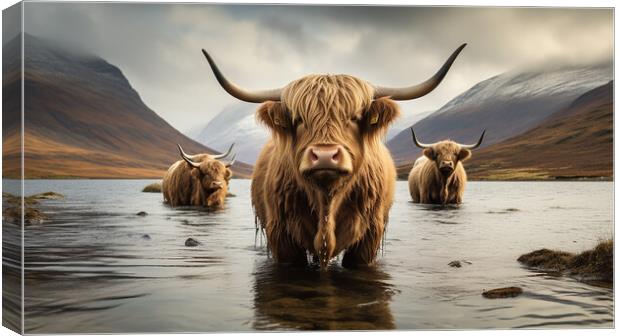 Highland Cows Canvas Print by Steve Smith
