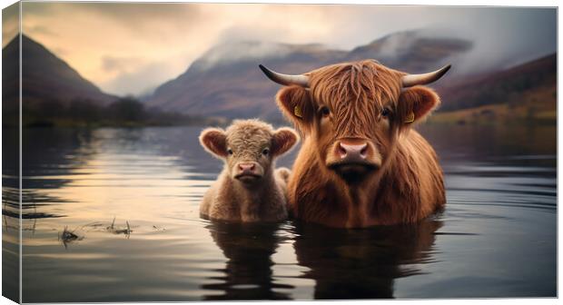 Highland Cows Canvas Print by Steve Smith