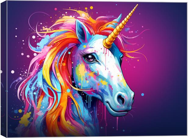 Unicorn Colour Splash Canvas Print by Steve Smith