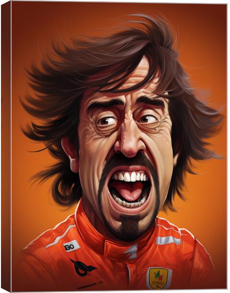 Caricature of Fernando Alonso Canvas Print by Steve Smith
