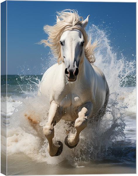 Camargue Horse Canvas Print by Steve Smith