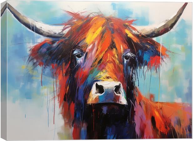 Highland Cow Painting Canvas Print by Steve Smith