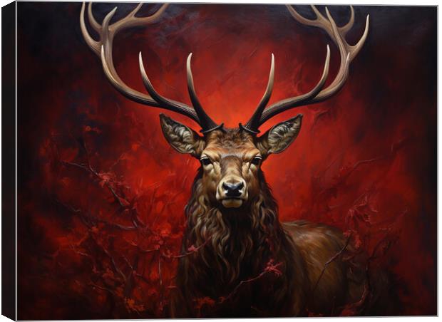 Scottish Stag Painting Canvas Print by Steve Smith