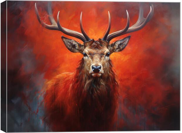 Scottish Stag Painting Canvas Print by Steve Smith