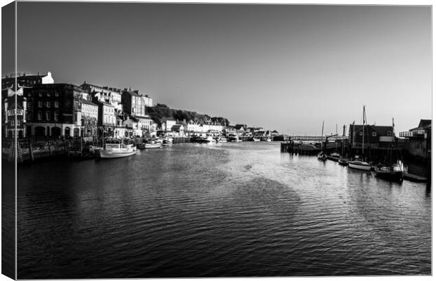 Whitby Black And White Canvas Print by Steve Smith