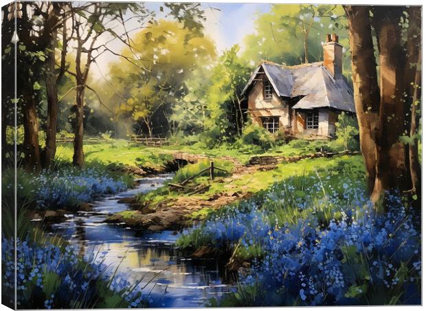 Bluebell Woods Cottage Canvas Print by Steve Smith