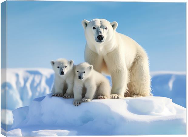 Polar Bear Family Canvas Print by Steve Smith