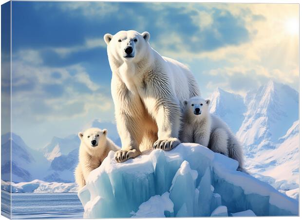 Polar Bear Family Canvas Print by Steve Smith