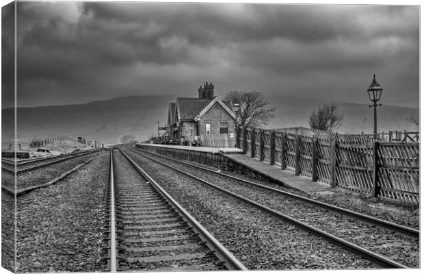 Ribblehead Station Black and White Canvas Print by Steve Smith