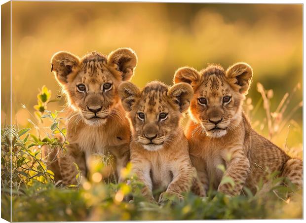 Lion Cubs Canvas Print by Steve Smith