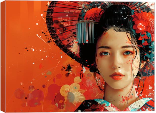 Geisha Girl Art Canvas Print by Steve Smith