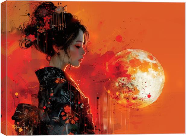 Geisha Girl Art Canvas Print by Steve Smith