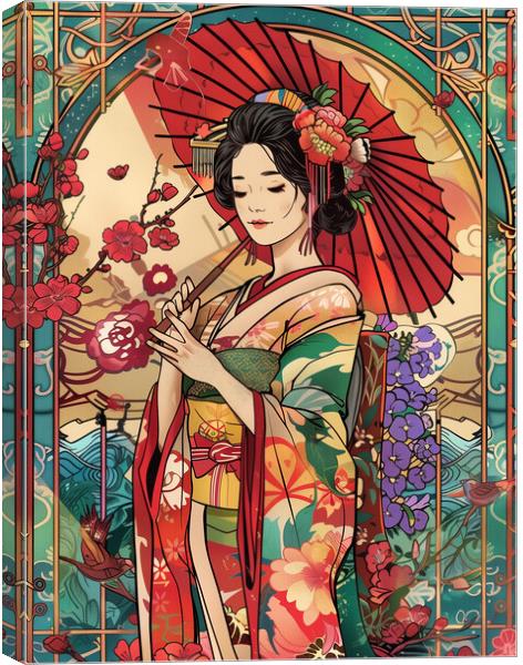 Geisha Girl Art Canvas Print by Steve Smith