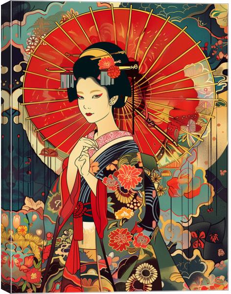 Geisha Girl Art Canvas Print by Steve Smith