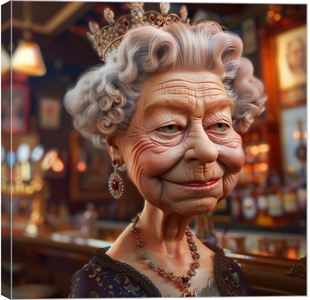 Queen Elizabeth II Caricature Canvas Print by Steve Smith