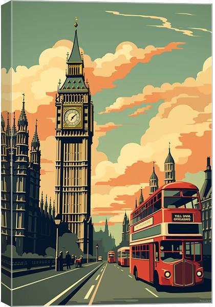 Vintage Travel Poster London Canvas Print by Steve Smith