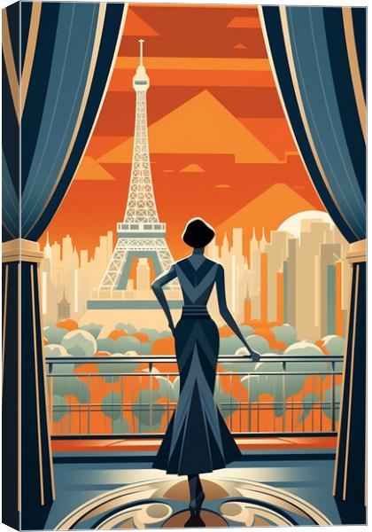 Vintage Travel Poster Paris Canvas Print by Steve Smith