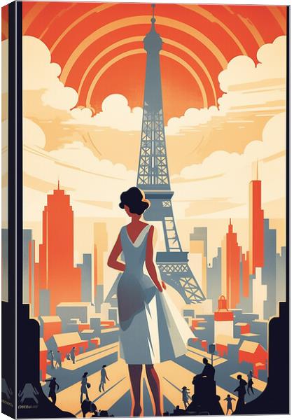 Vintage Travel Poster Paris Canvas Print by Steve Smith