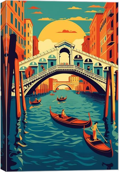 Vintage Travel Poster Venice Canvas Print by Steve Smith