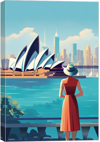 Vintage Travel Poster Sydney Canvas Print by Steve Smith