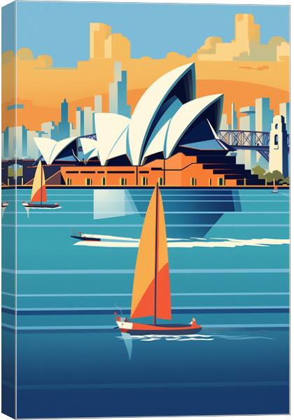 Vintage Travel Poster Sydney Canvas Print by Steve Smith