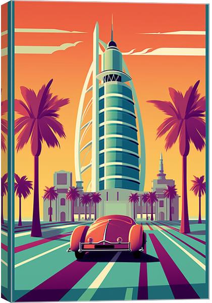 Vintage Travel Poster Dubai Canvas Print by Steve Smith