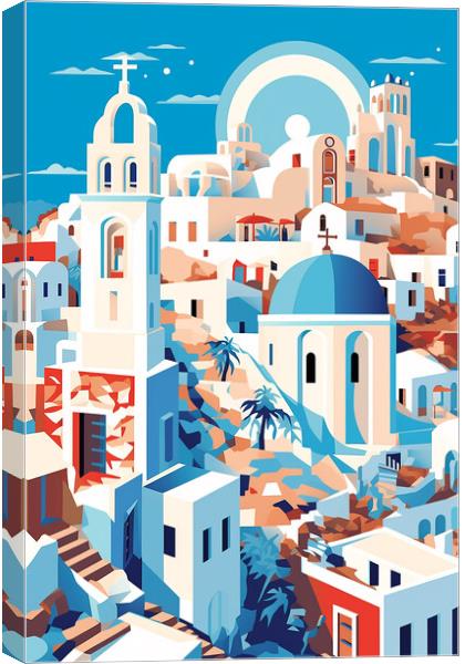 Vintage Travel Poster Santorini Canvas Print by Steve Smith