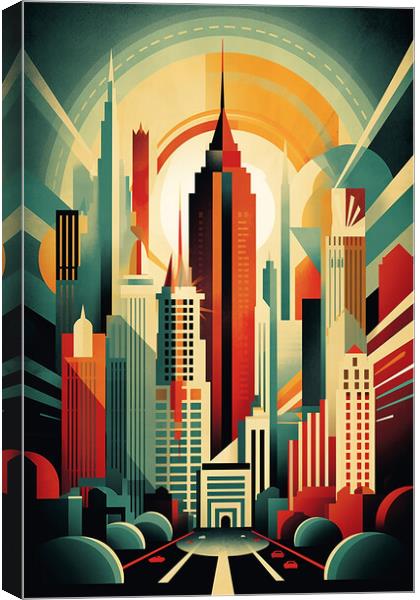 Vintage Travel Poster Manhattan Canvas Print by Steve Smith