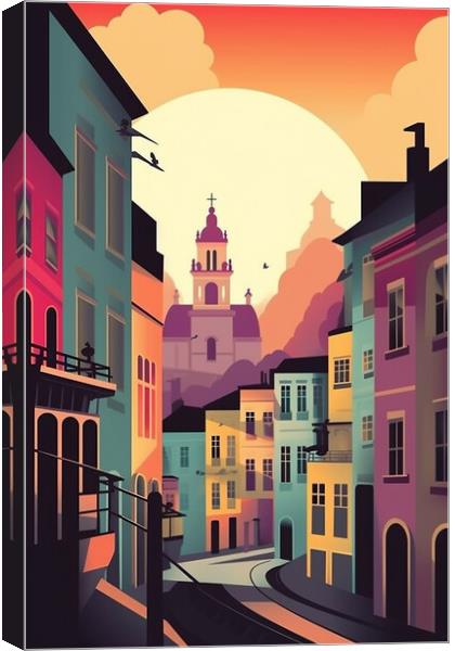 Vintage Travel Poster Prague Canvas Print by Steve Smith