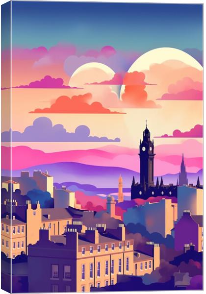 Vintage Travel Poster Edinburgh Canvas Print by Steve Smith