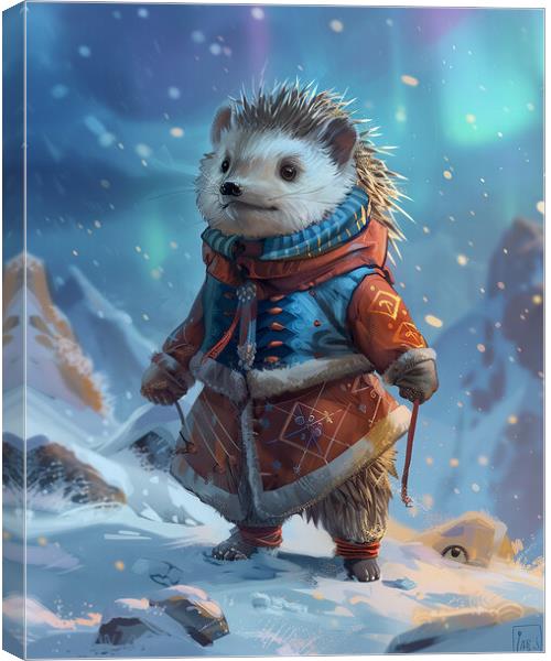 Arctic Anthropomorphic Hedgehog Canvas Print by Steve Smith