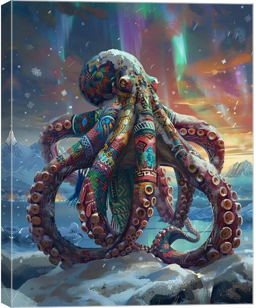 Arctic Anthropomorphic Octopus Canvas Print by Steve Smith