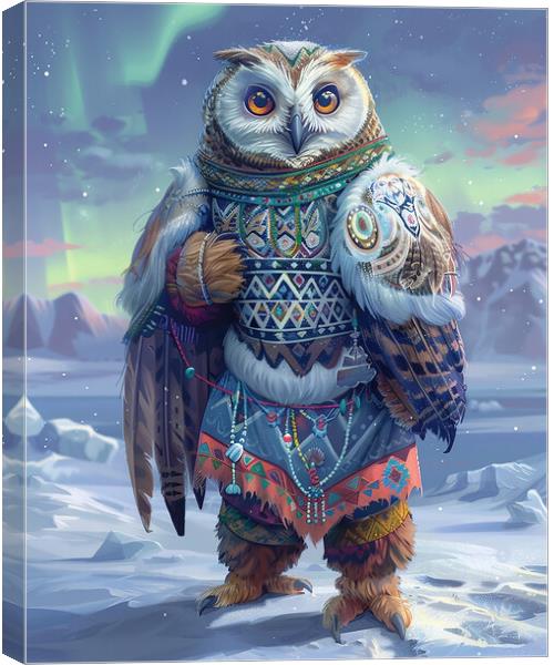 Arctic Anthropomorphic Owl Canvas Print by Steve Smith