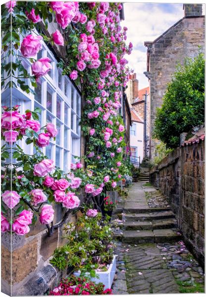 Enchanting Pink Roses Cottage Canvas Print by Tim Hill