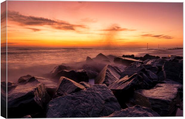 Golden Hour on Withernsea Beach Canvas Print by Tim Hill