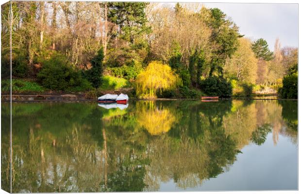 Peaceful reflections on Scarboroughs Boating Lake Canvas Print by Tim Hill