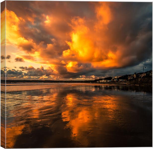 Sunrise Clouds Over Filey Beach Canvas Print by Tim Hill