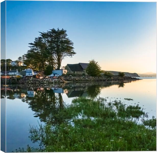 Serene Reflections of Abersoch Lifeboat Station Canvas Print by Tim Hill