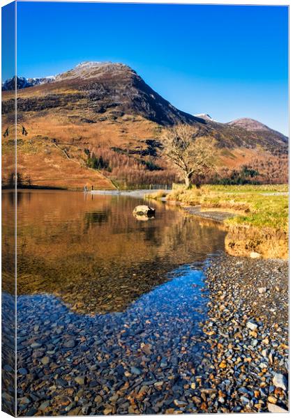 Winter Fishermen in a Buttermere Landscape Canvas Print by Tim Hill