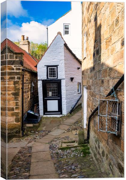Tiny fishermans cottage, Robin hoods Bay Canvas Print by Tim Hill