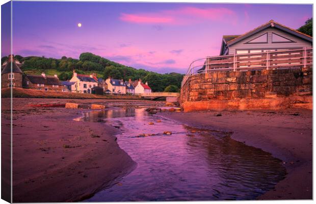 Sandsend Moonset North Yorkshire Canvas Print by Tim Hill