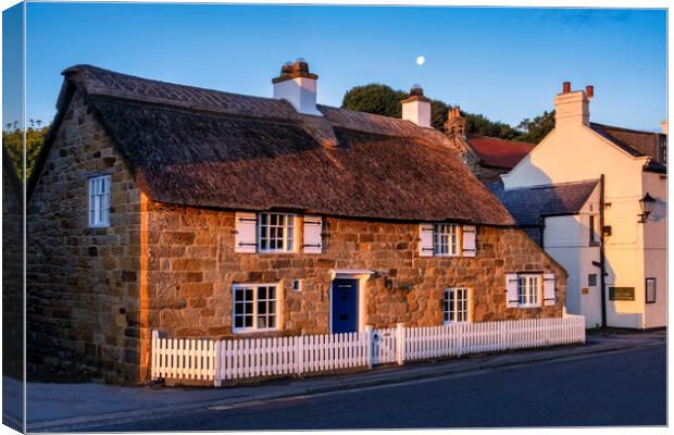 Sandsend Thatched Cottage, North Yorkshire Canvas Print by Tim Hill