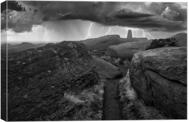 Lightning over Stanage Edge Canvas Print by Tim Hill