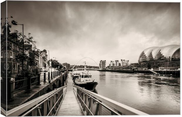 Newcastle Quayside Sepia Canvas Print by Tim Hill