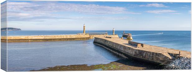 Whitby Harbour Entrance Panoramic Canvas Print by Tim Hill